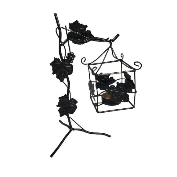 Unbranded Other - 10" Decorative Black Scrolled Ivy Metal Tea Light Candle Holder Hanging Lantern